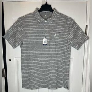 Johnnie-O  HANGIN’OUT Jr. Polo - Neese Stripe Heather Gray/White Size16